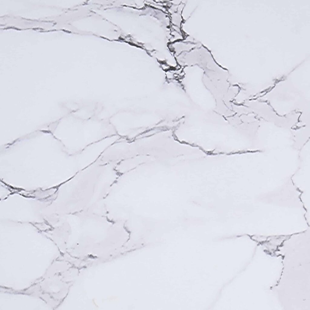 Zilo 48" Round Dining Table in White Faux Marble and Aged Gold - Image 4