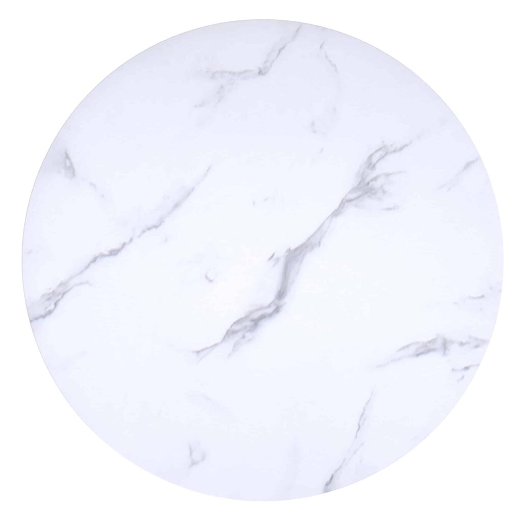 Zilo 48" Round Dining Table in White Faux Marble and Aged Gold - Image 5