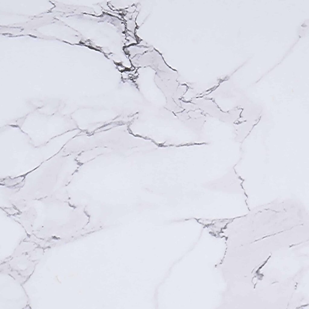 Zilo 40" Round Dining Table in White Faux Marble and Aged Gold - Image 4