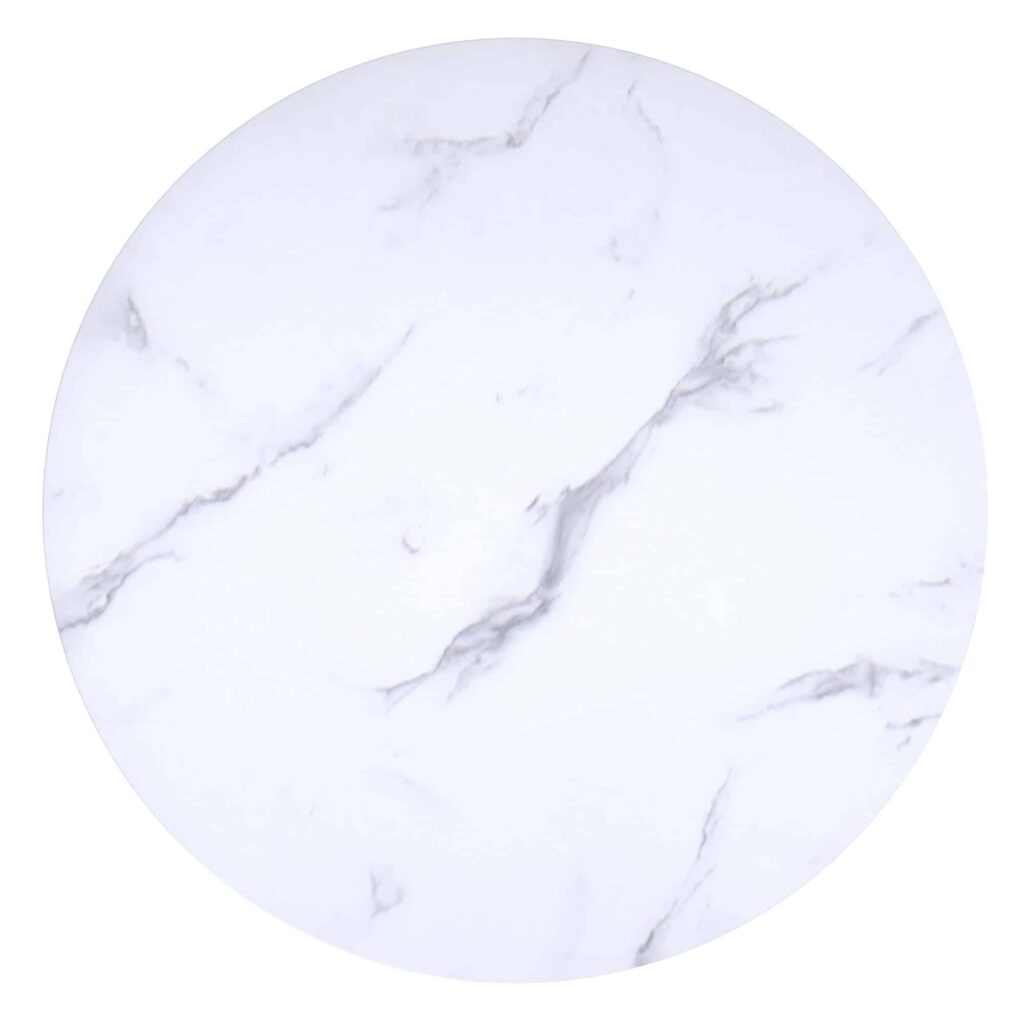 Zilo 40" Round Dining Table in White Faux Marble and Aged Gold - Image 5