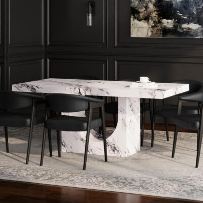 Aurelia Rectangular Dining Table in Bulgari White 201-717BWT 201 717BWT 1