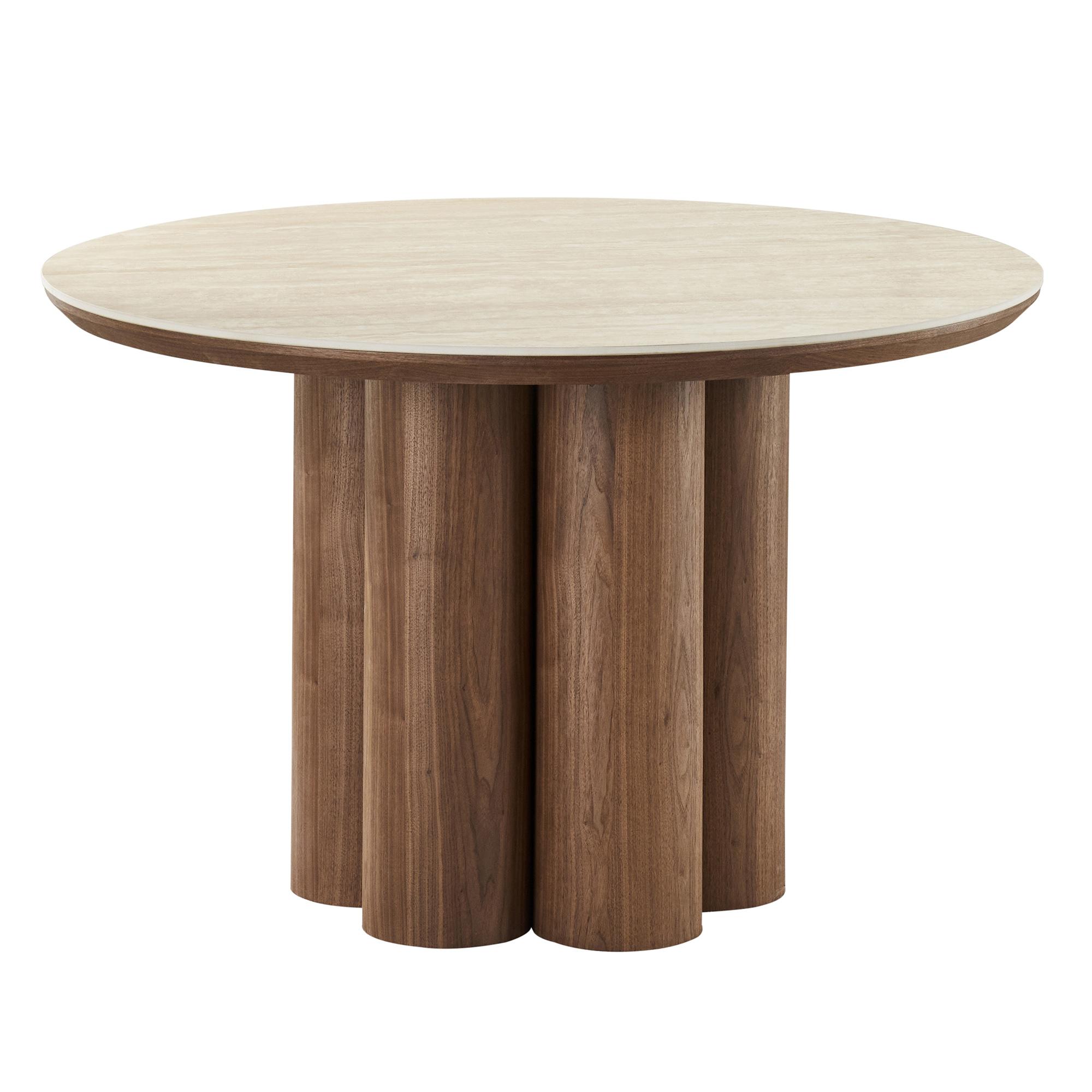 Seaton Round Dining Table, 47" in Walnut and Travertine 1 Seaton Round Dining Table, 47" in Walnut and Travertine