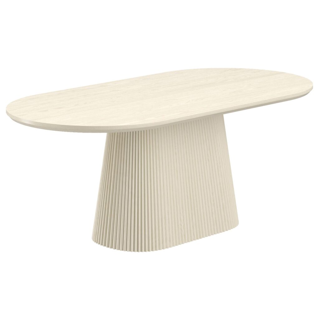 Tovas Oval Dining Table in Ivory - Image 3
