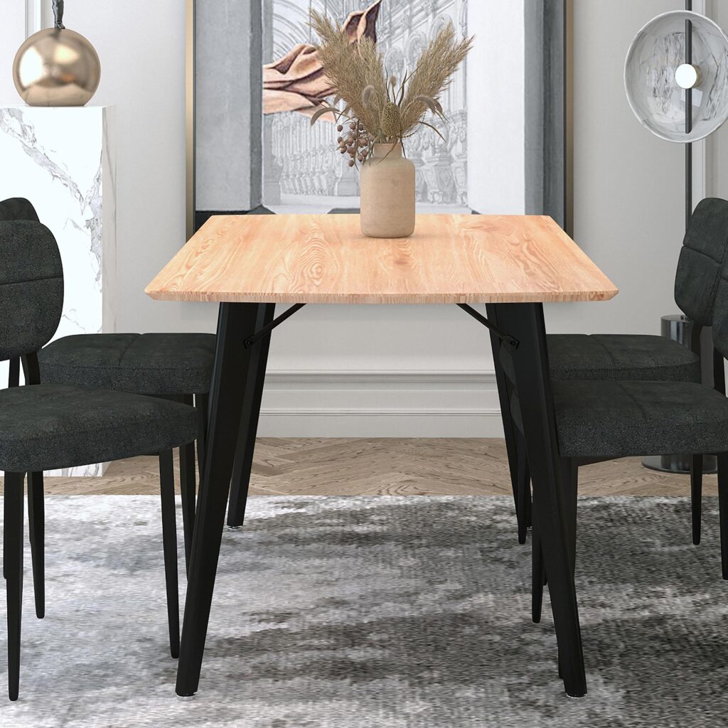 Leon Rectangular Dining Table in Natural and Black - Image 2