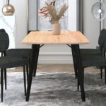 Leon Rectangular Dining Table in Natural and Black 201-893NAT 201 893NAT 1