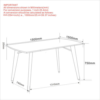 Leon Rectangular Dining Table in Natural and Black 201-893NAT 201 893NAT LD