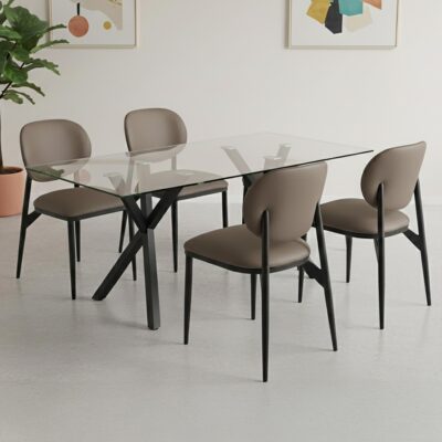 Gideon Dining Chair, set of 4 in Stone and Black 202-065STN 202 065STN 1