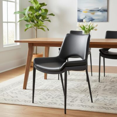 Icona Dining Chair, set of 6 in Black Seat and Black Legs 202-067BK_BK 202 067BK BK 1
