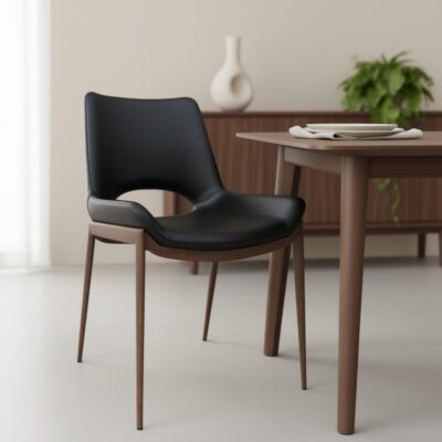 Icona Dining Chair, set of 6 in Black Seat and Walnut Legs 202-067BK_WAL 202 067BK WAL 1