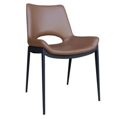 Icona Dining Chair, set of 6 in Saddle Seat and Black Legs