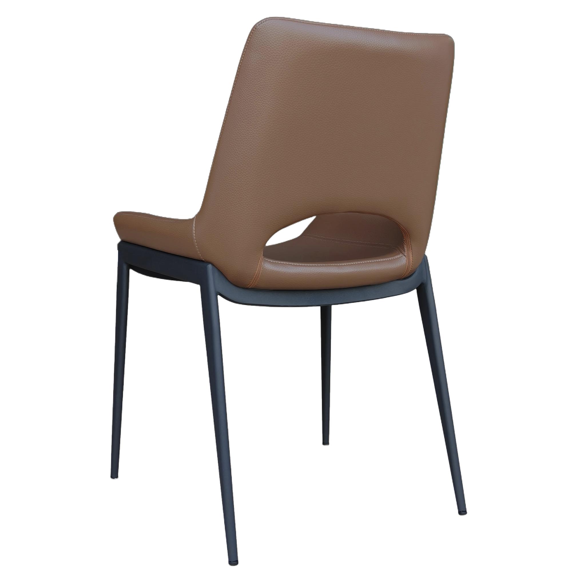 Icona Dining Chair, set of 6 in Saddle Seat and Black Legs 3 Icona Dining Chair, set of 6 in Saddle Seat and Black Legs - Image 3