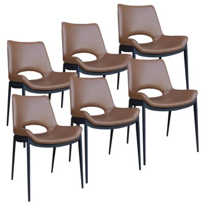 Icona Dining Chair, set of 6 in Saddle Seat and Black Legs 14 Icona Dining Chair, set of 6 in Saddle Seat and Black Legs 202-067SD_BK 202 067SD BK 6
