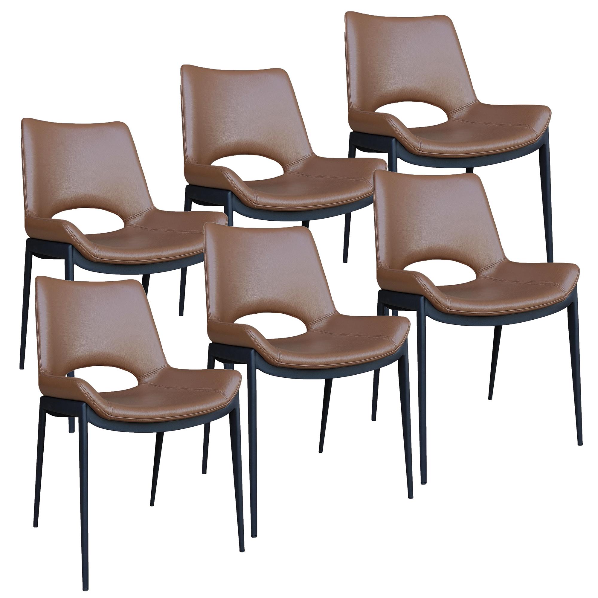 Icona Dining Chair, set of 6 in Saddle Seat and Black Legs 7 Icona Dining Chair, set of 6 in Saddle Seat and Black Legs - Image 7