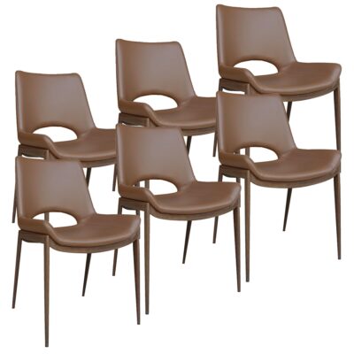 Icona Dining Chair, set of 6 in Saddle Seat and Walnut Legs 14 Icona Dining Chair, set of 6 in Saddle Seat and Walnut Legs 202-067SD_WAL 202 067SD WAL 6