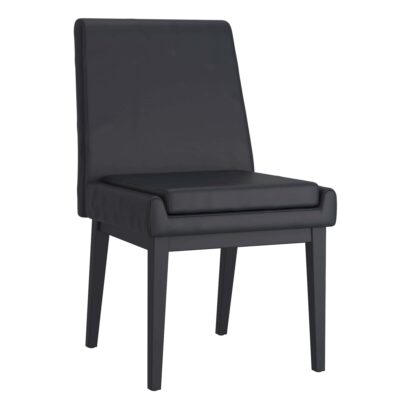 Cortez Dining Chair, Set of 2, in Black Faux Leather and Black