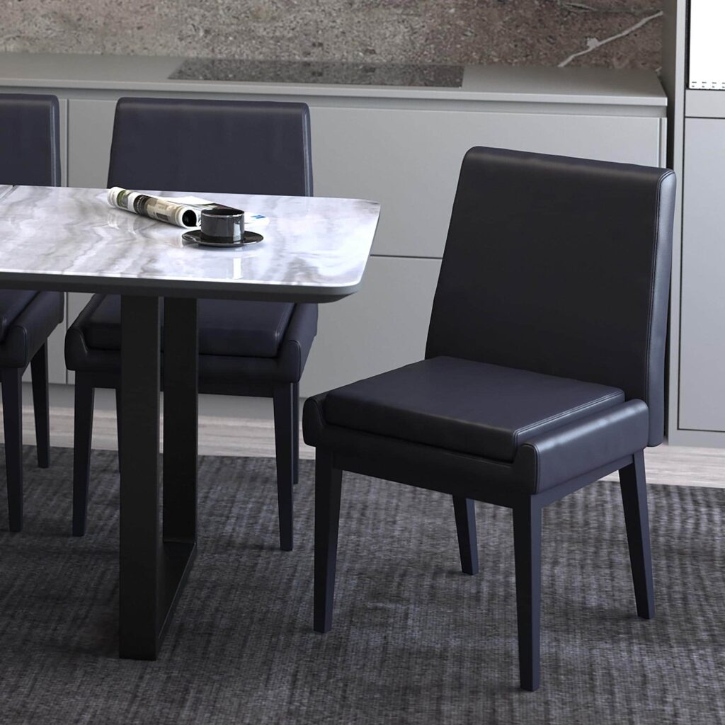 Cortez Dining Chair, Set of 2, in Black Faux Leather and Black - Image 2