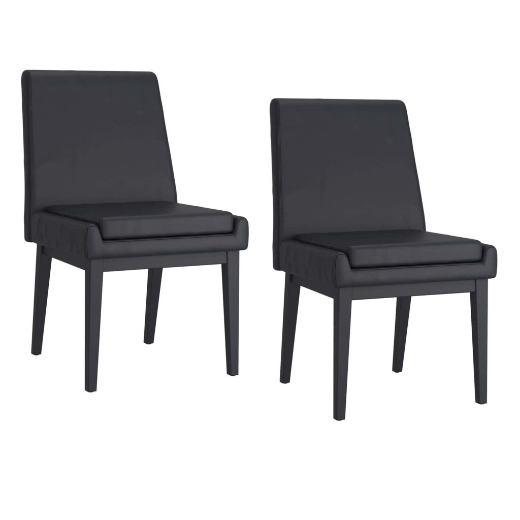 Cortez Dining Chair, Set of 2, in Black Faux Leather and Black - Image 7