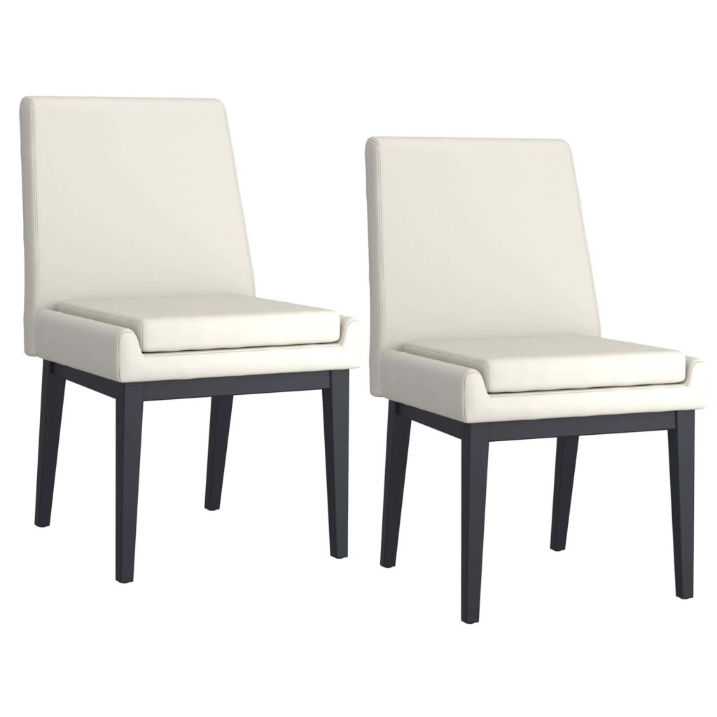 Cortez Dining Chair, Set of 2, in Beige Faux Leather and Black - Image 7