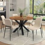 Brixx Dining Chair, Set of 2, in Beige Fabric and Black 202-083BEG 202 083BEG 1