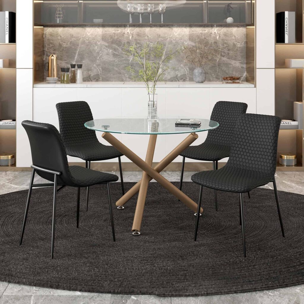 Brixx Dining Chair, Set of 2, in Black Faux Leather and Black - Image 2