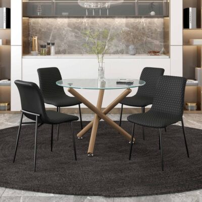 Brixx Dining Chair, Set of 2, in Black Faux Leather and Black 202-083BLK 202 083BLK 1