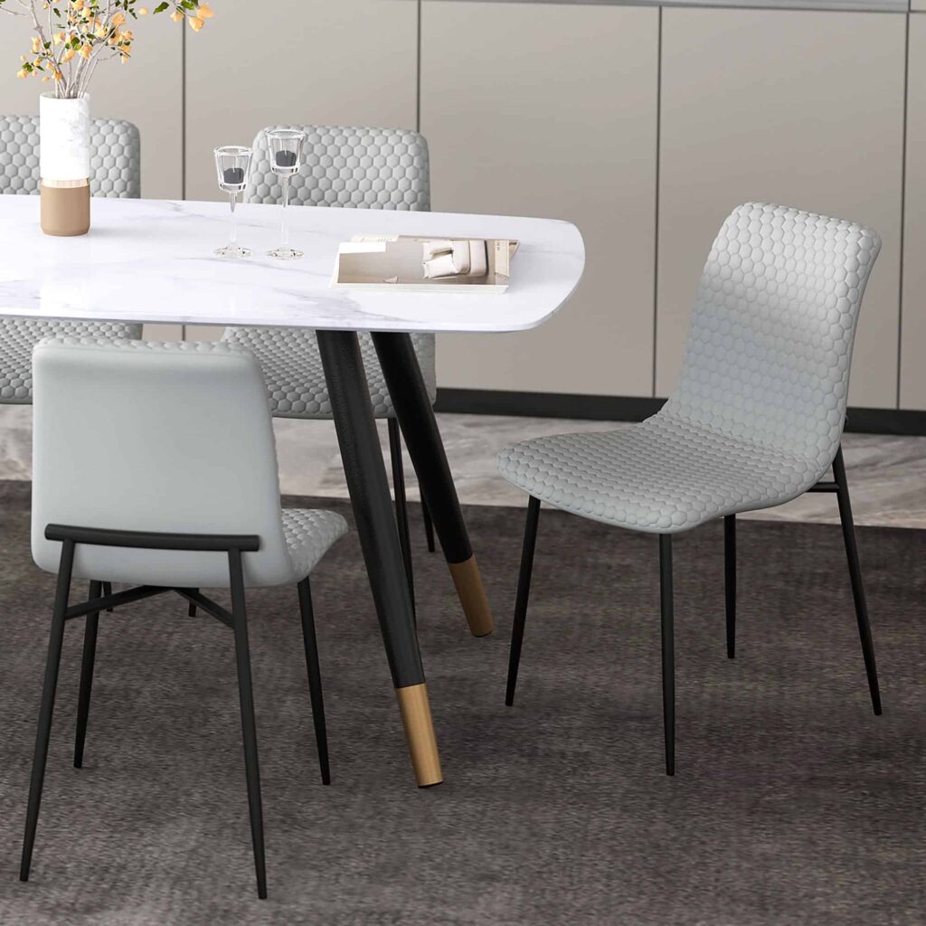 Brixx Dining Chair, Set of 2, in Light Grey Faux Leather and Black - Image 2