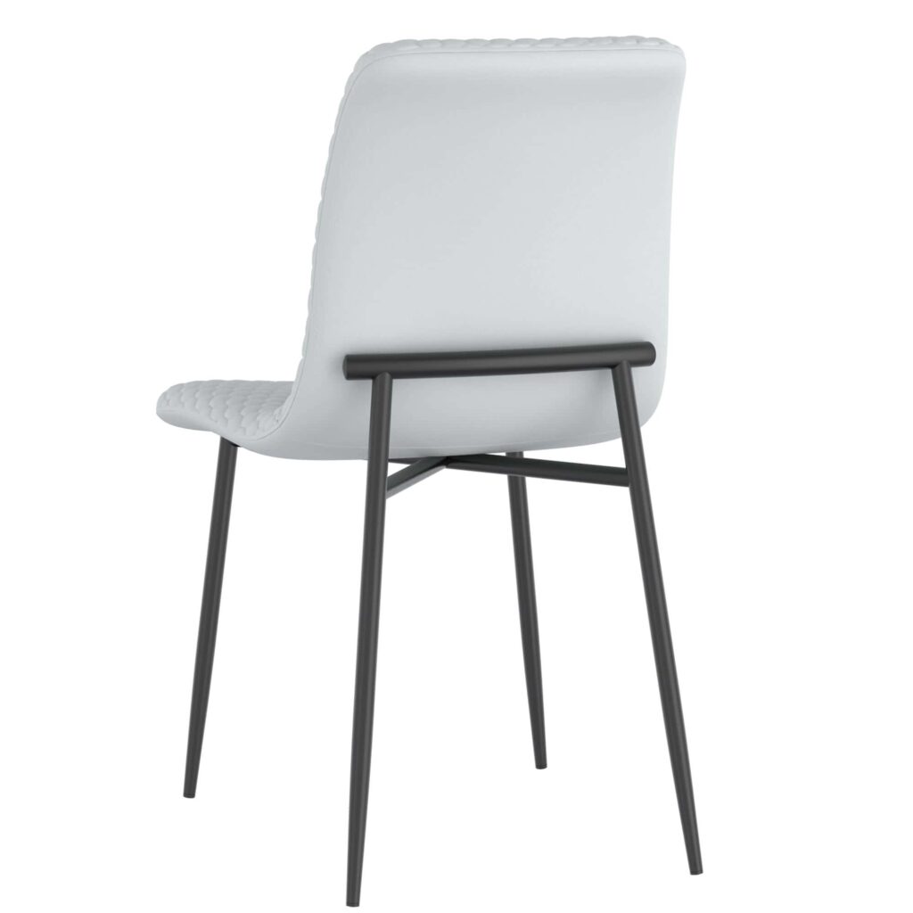 Brixx Dining Chair, Set of 2, in Light Grey Faux Leather and Black - Image 3