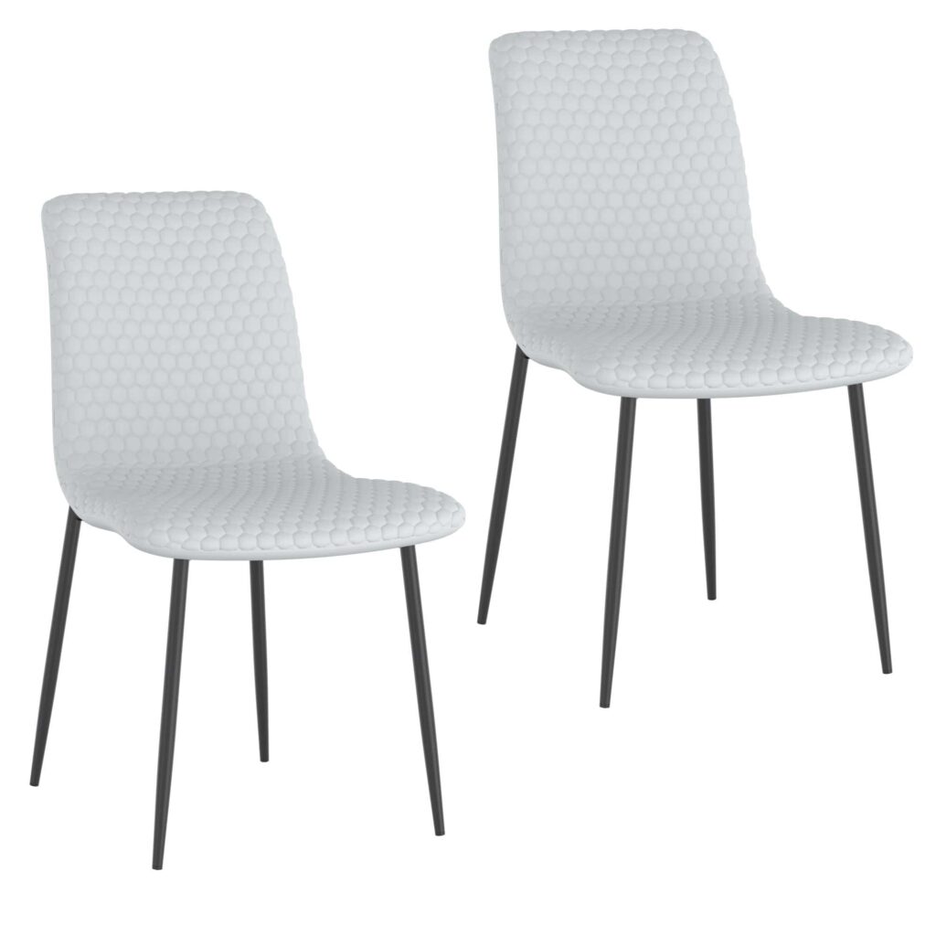 Brixx Dining Chair, Set of 2, in Light Grey Faux Leather and Black - Image 7
