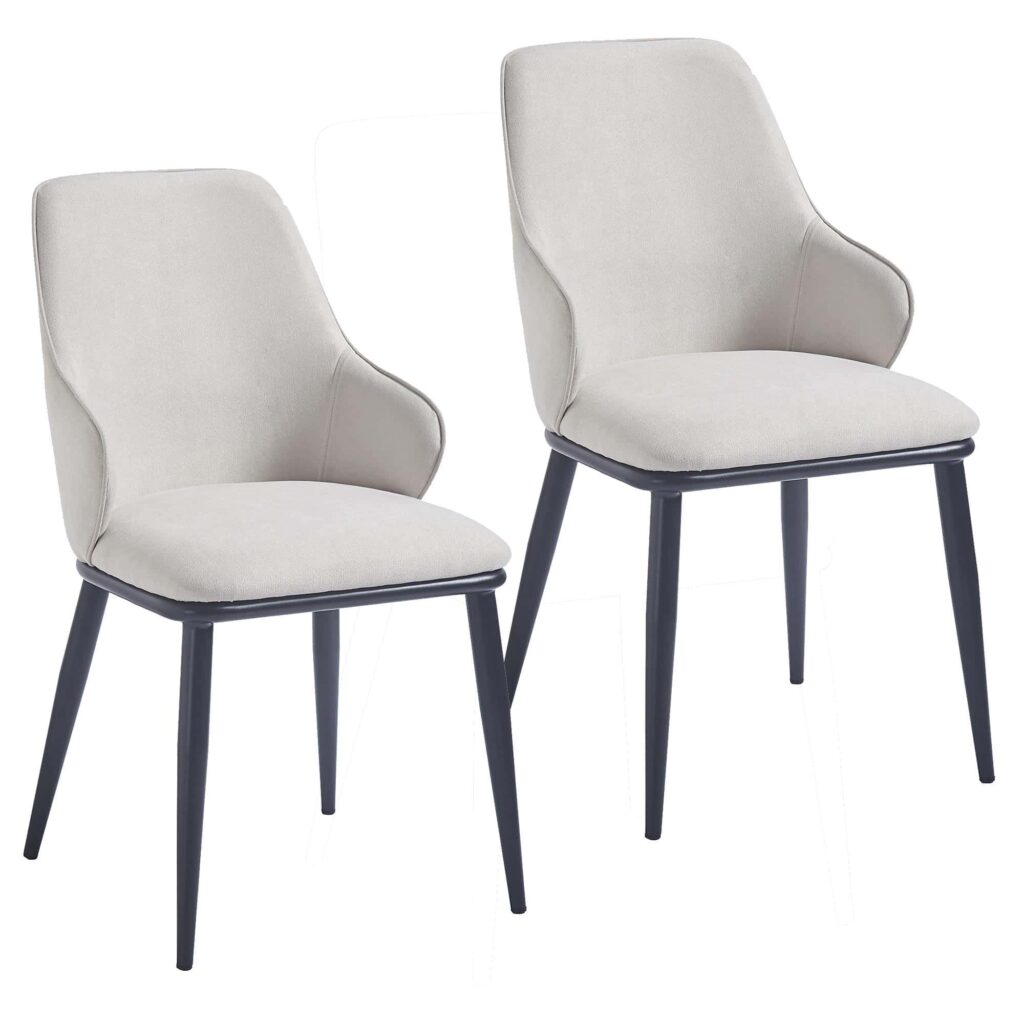 Kash Dining Chair, Set of 2, in Beige Fabric and Black - Image 7