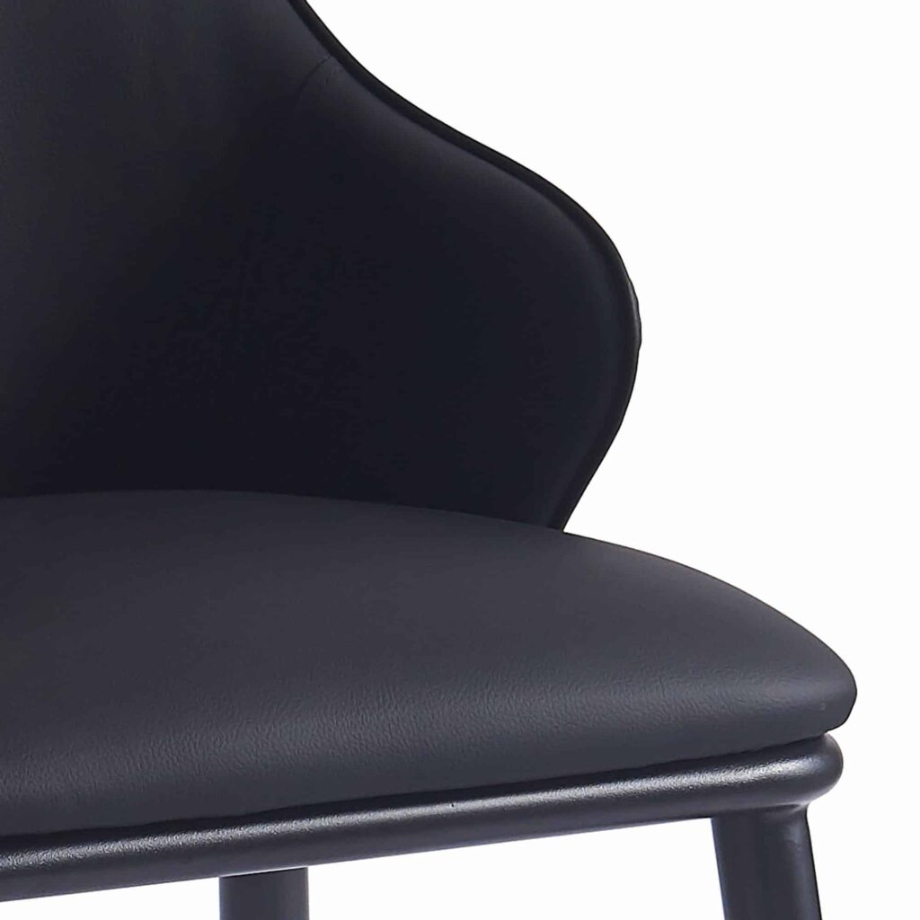 Kash Dining Chair, Set of 2, in Black Faux Leather and Black - Image 6