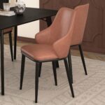 Kash Dining Chair, Faux Leather, Set of 2 in Saddle and Black 202-084SD 202 084SD 1