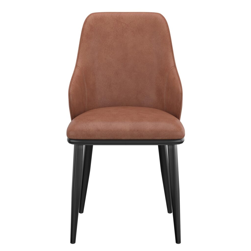 Kash Dining Chair, Faux Leather, Set of 2 in Saddle and Black - Image 5