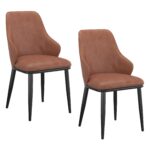 Kash Dining Chair, Faux Leather, Set of 2 in Saddle and Black 202-084SD 202 084SD 6