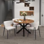 Olis Dining Chair, Set of 2, in Beige Fabric and Black 202-085BEG 202 085BEG 1