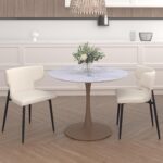 Olis Dining Chair, Set of 2, in Beige Faux Leather and Black 202-085PUBG 202 085PUBG 1