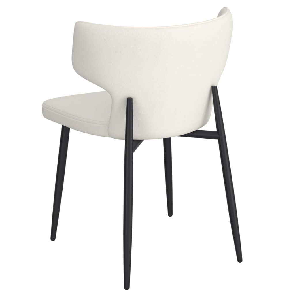 Olis Dining Chair, Set of 2, in Beige Faux Leather and Black - Image 3