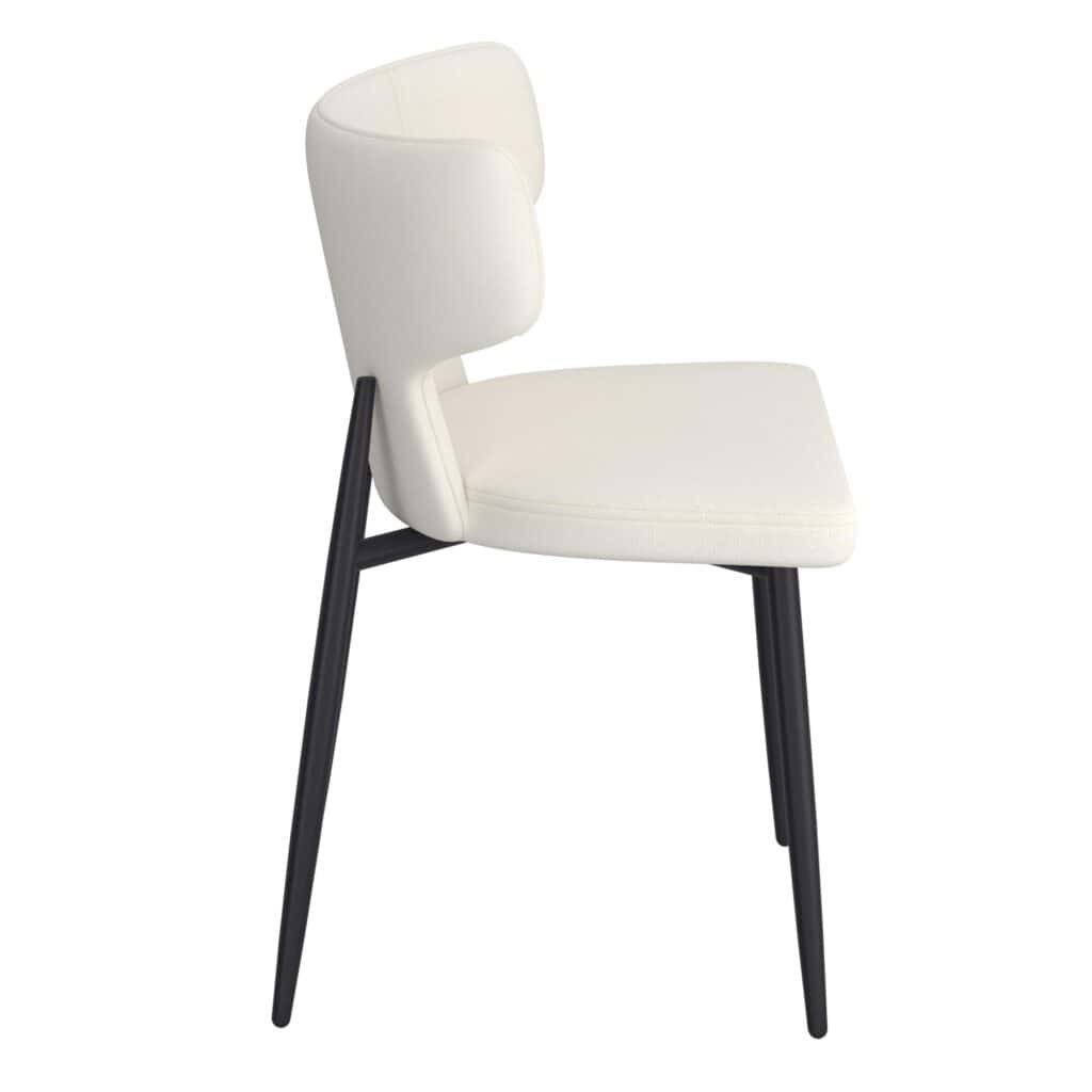 Olis Dining Chair, Set of 2, in Beige Faux Leather and Black - Image 4