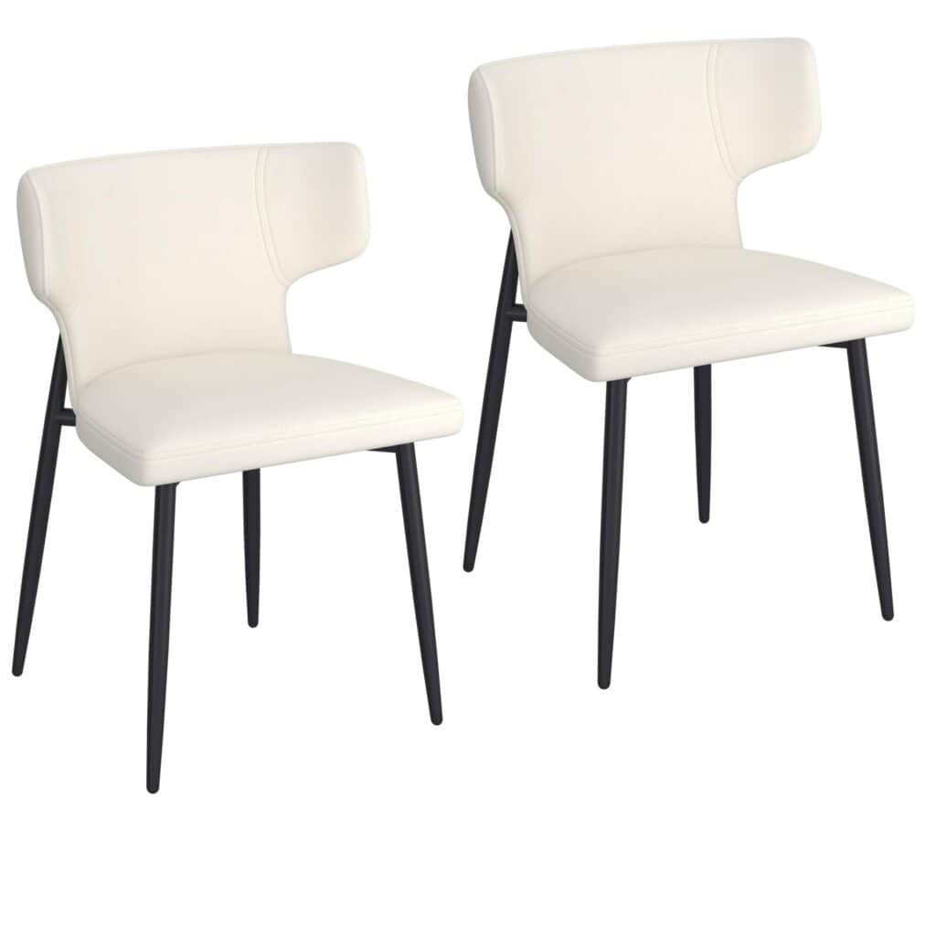Olis Dining Chair, Set of 2, in Beige Faux Leather and Black - Image 7