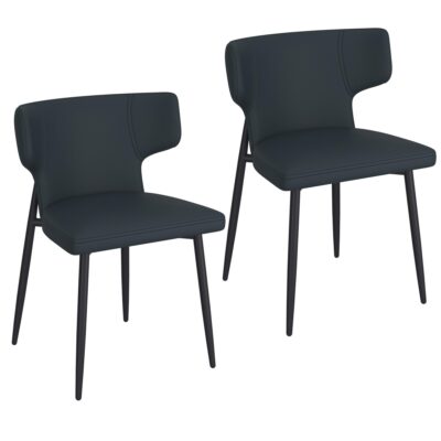 Olis Dining Chair, Set of 2, in Black Faux Leather and Black 202-085PUBK 202 085PUBK 6