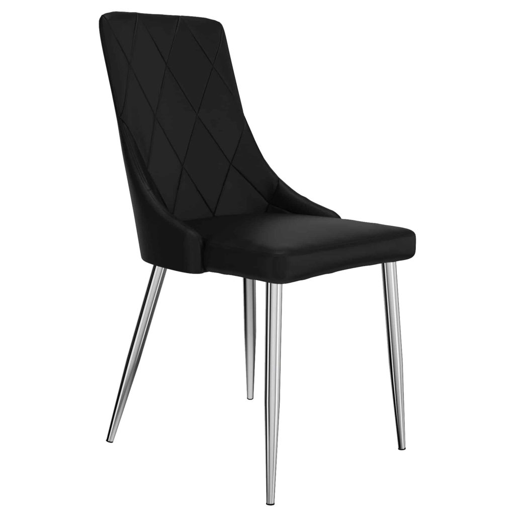 Devo Side Chair, Set of 2 in Black and Chrome 202-087BK 202 087BK