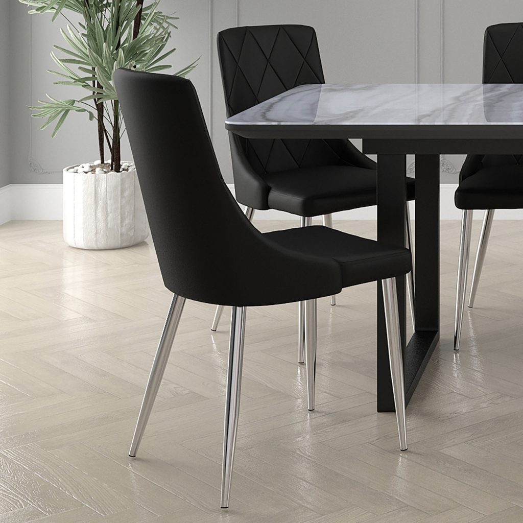 Devo Side Chair, Set of 2 in Black and Chrome - Image 3