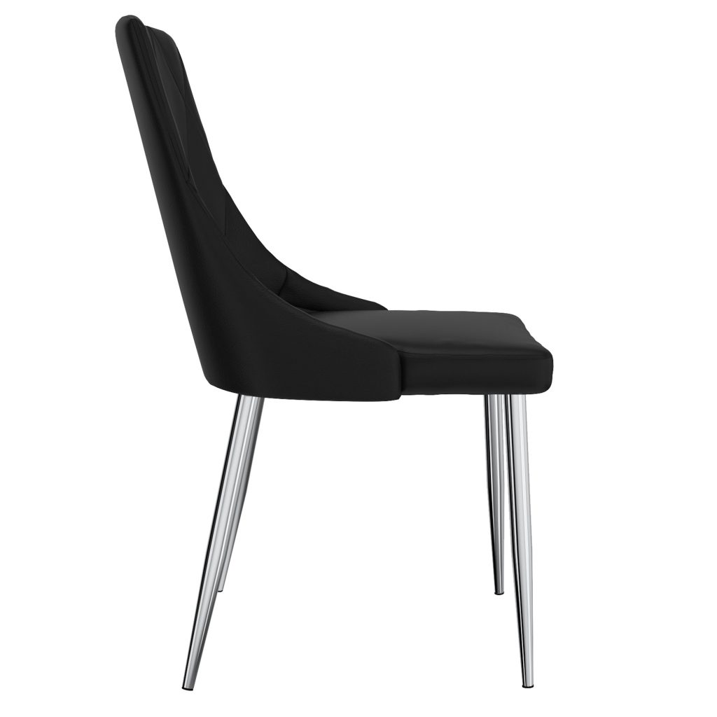 Devo Side Chair, Set of 2 in Black and Chrome - Image 4