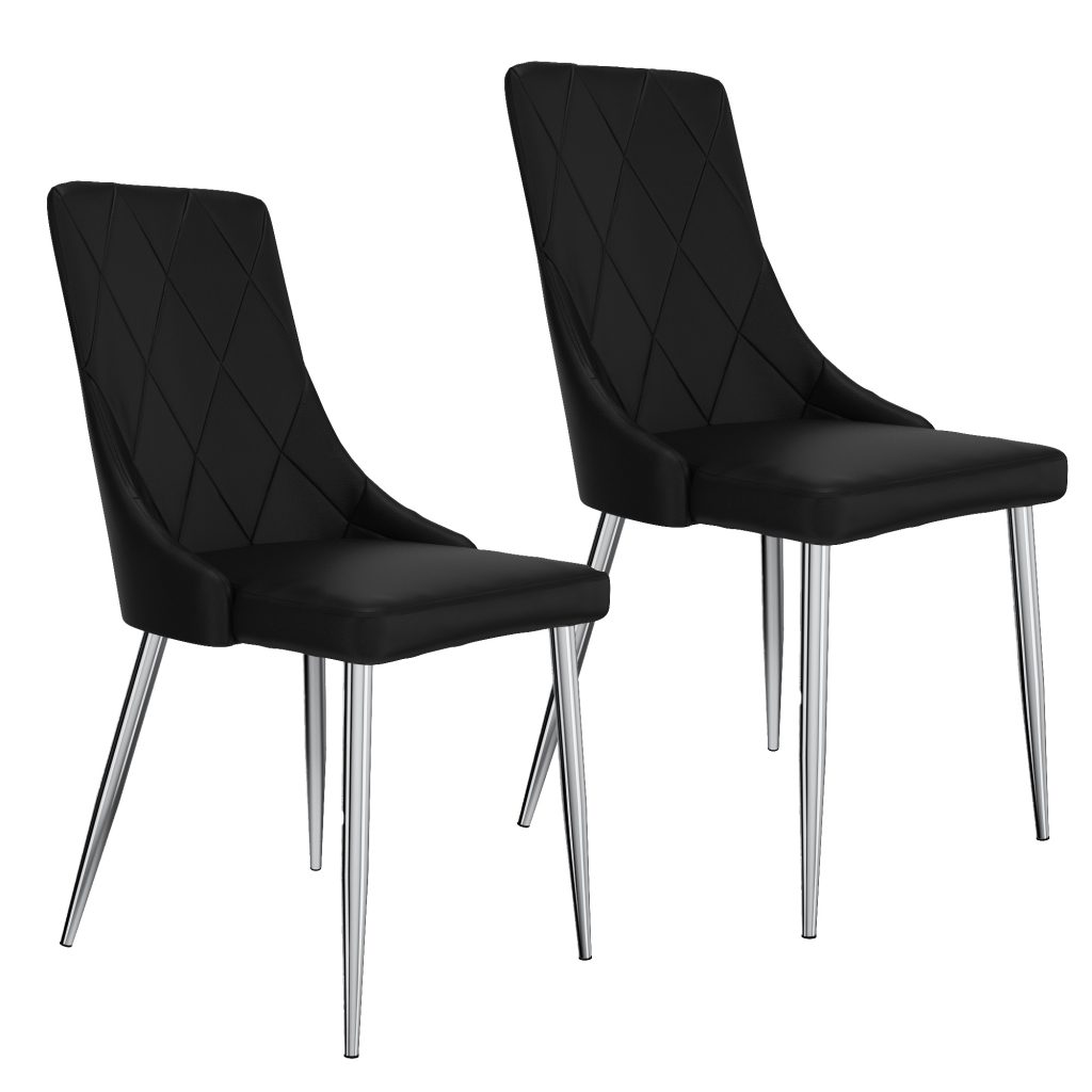 Devo Side Chair, Set of 2 in Black and Chrome - Image 7