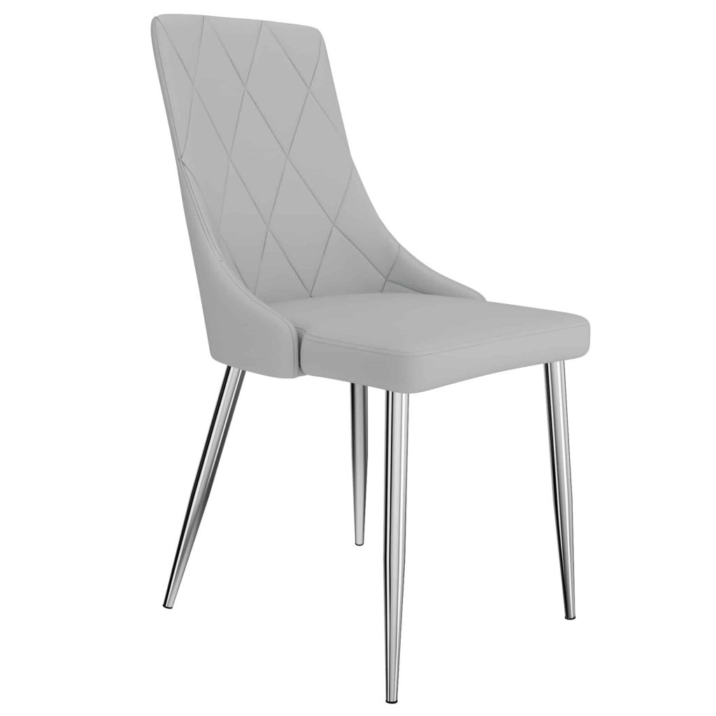 Devo Side Chair, Set of 2 in Light Grey and Chrome 202-087LG 202 087LG