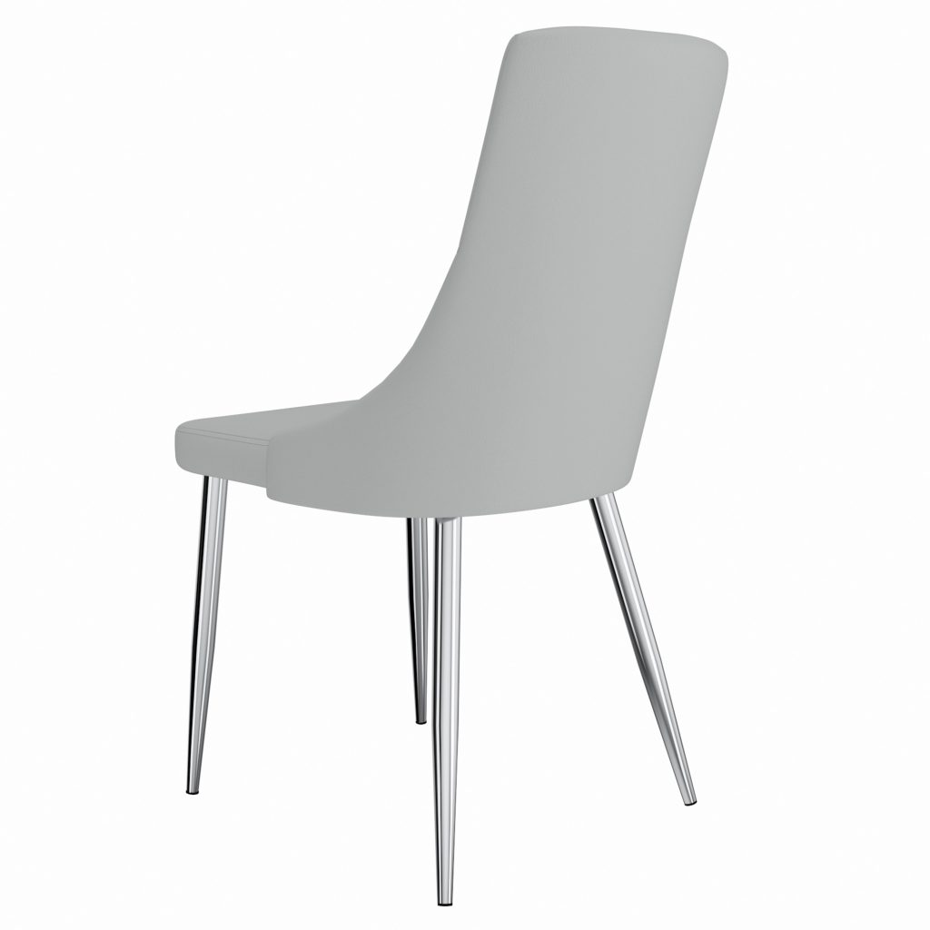 Devo Side Chair, Set of 2 in Light Grey and Chrome - Image 2