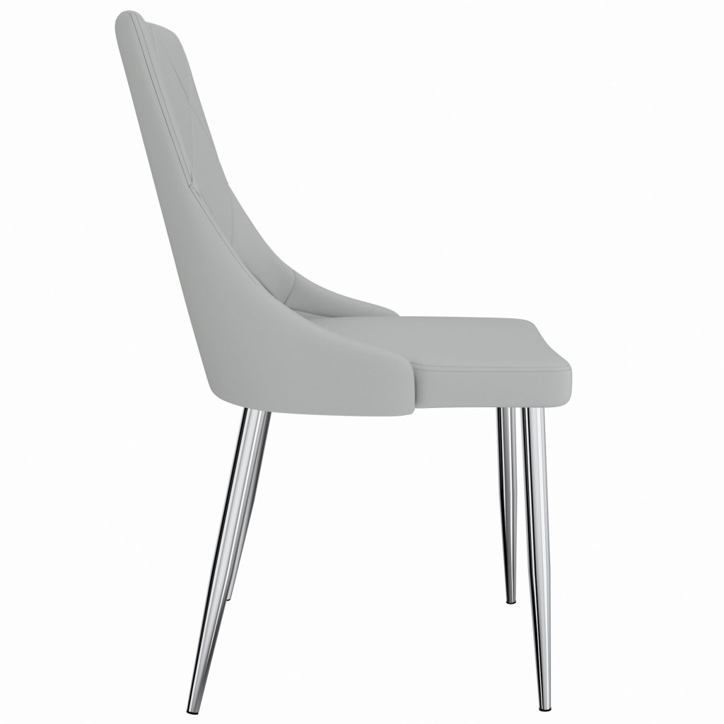 Devo Side Chair, Set of 2 in Light Grey and Chrome - Image 4