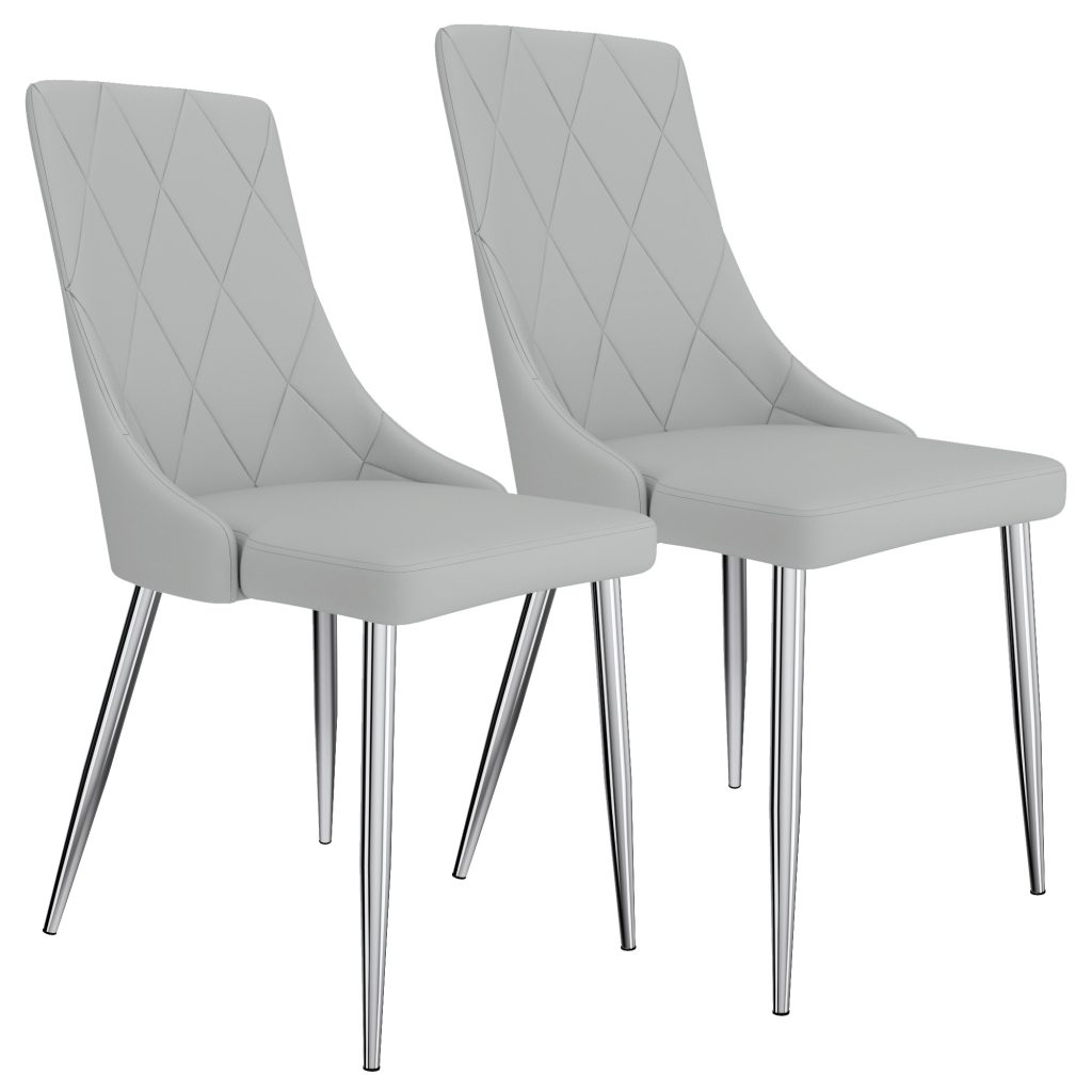 Devo Side Chair, Set of 2 in Light Grey and Chrome - Image 7