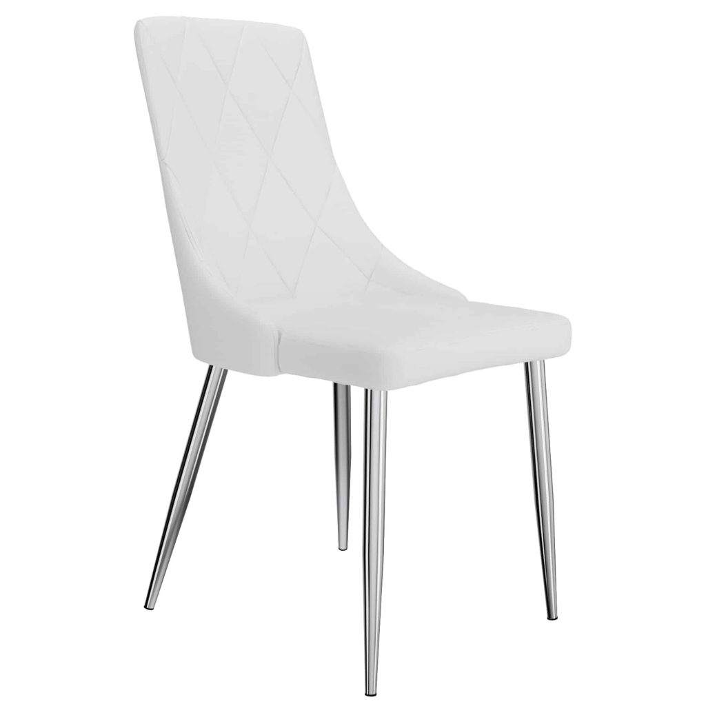 Devo Side Chair, Set of 2 in White and Chrome 202-087WT 202 087WT