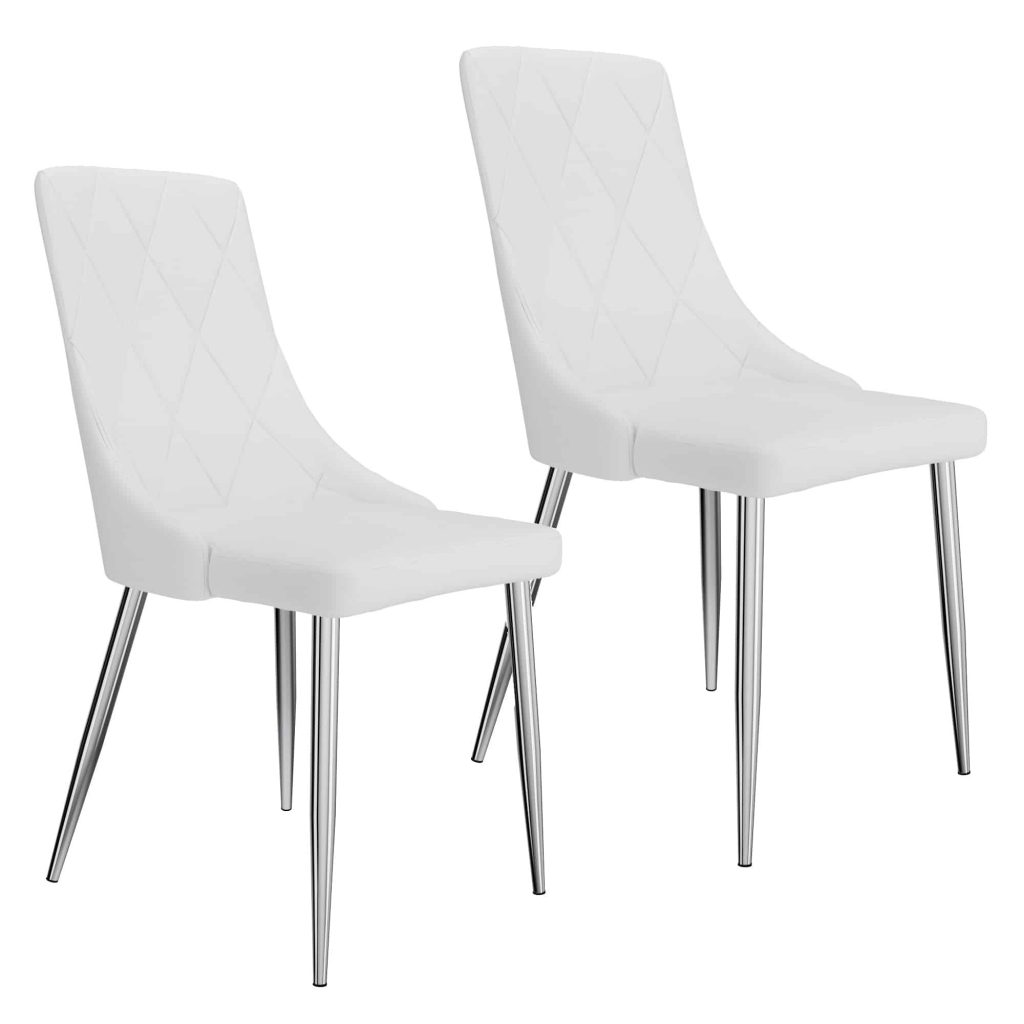 Devo Side Chair, Set of 2 in White and Chrome 202-087WT 202 087WT 6