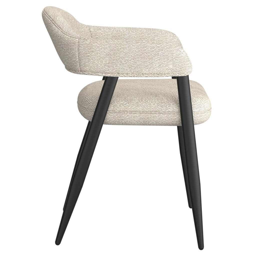 Archer Dining Chair, Set of 2, in Beige Fabric and Black - Image 4